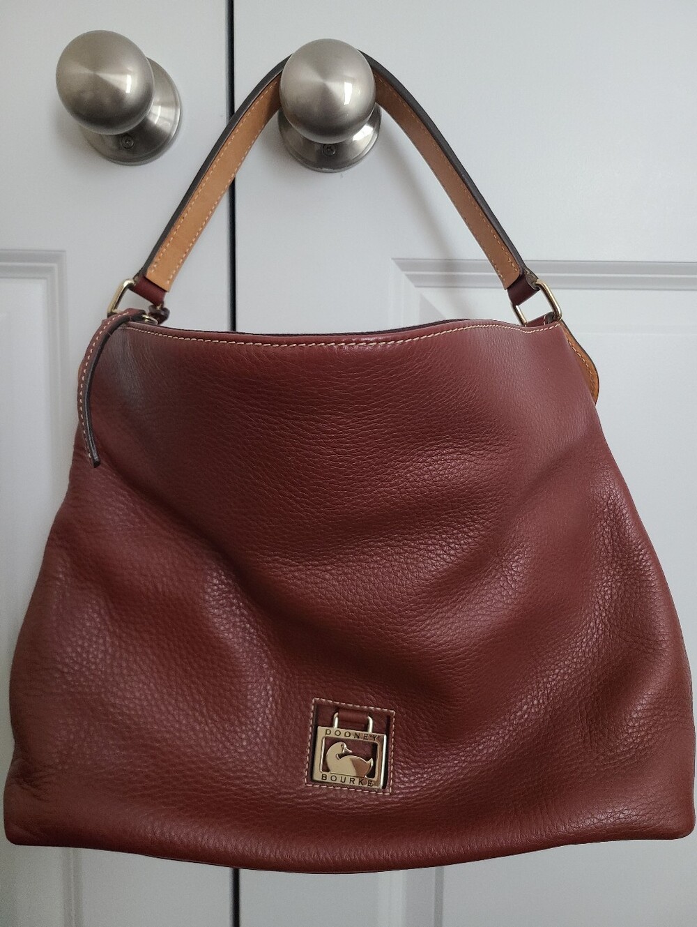 Dooney & Bourke Chestnut Brown Pebble Grain Leather Sac Hobo Bag